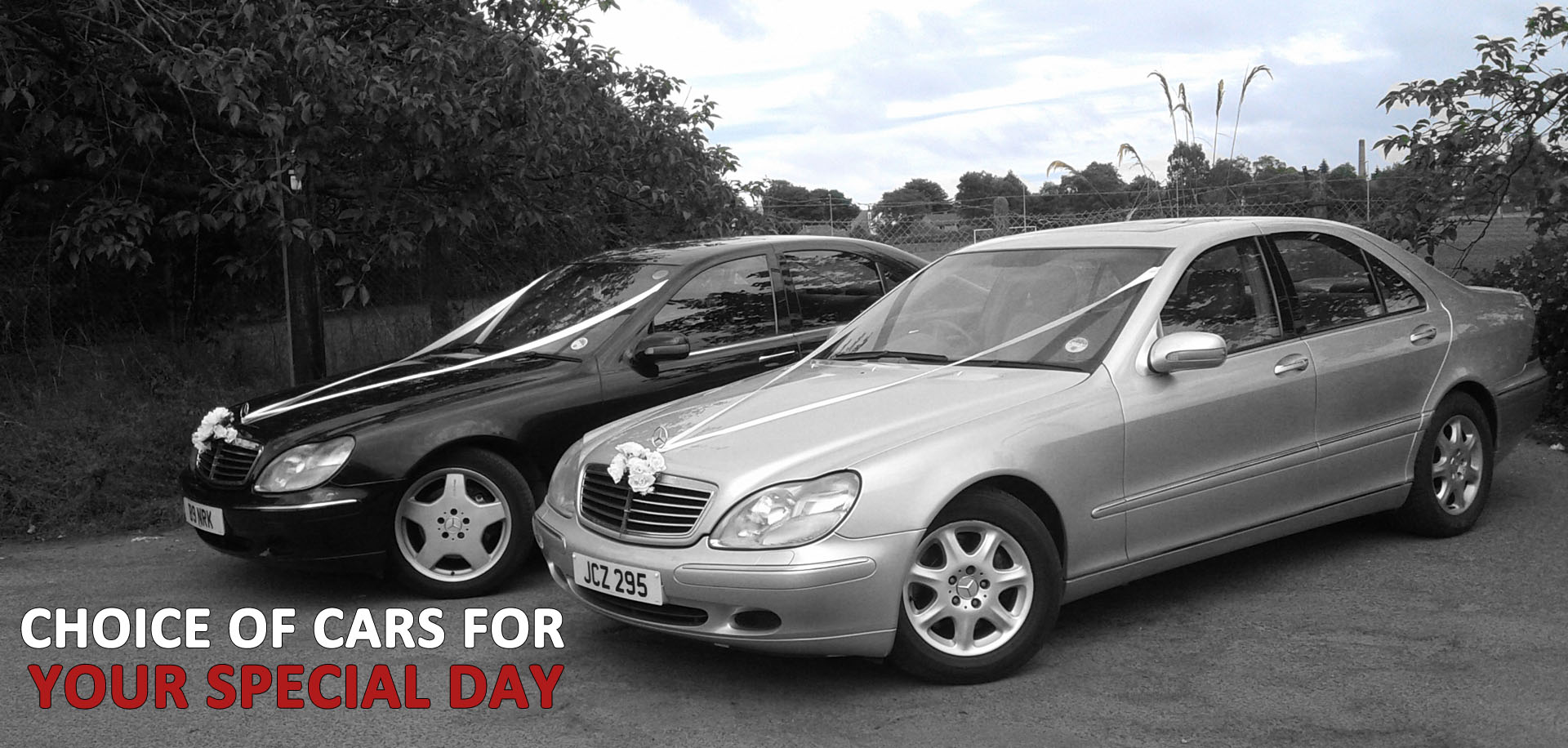 Wedding cars with ribbons - Hire Class Cars Dundee - Weddings, special occasions